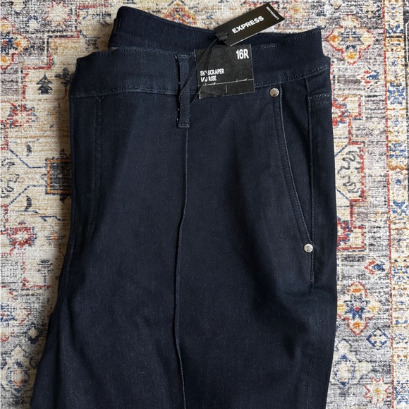 New Express Skyscraper Dark Denim Stretch Jeans size 16 - Picture 6 of 14